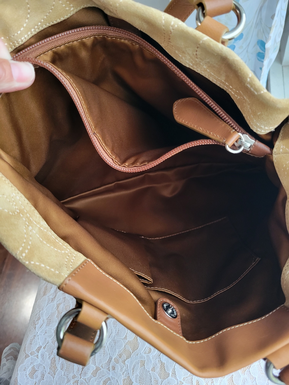 Coach Ashley Tan Suede & Leather Two Way Satchel - Picture 5 of 8